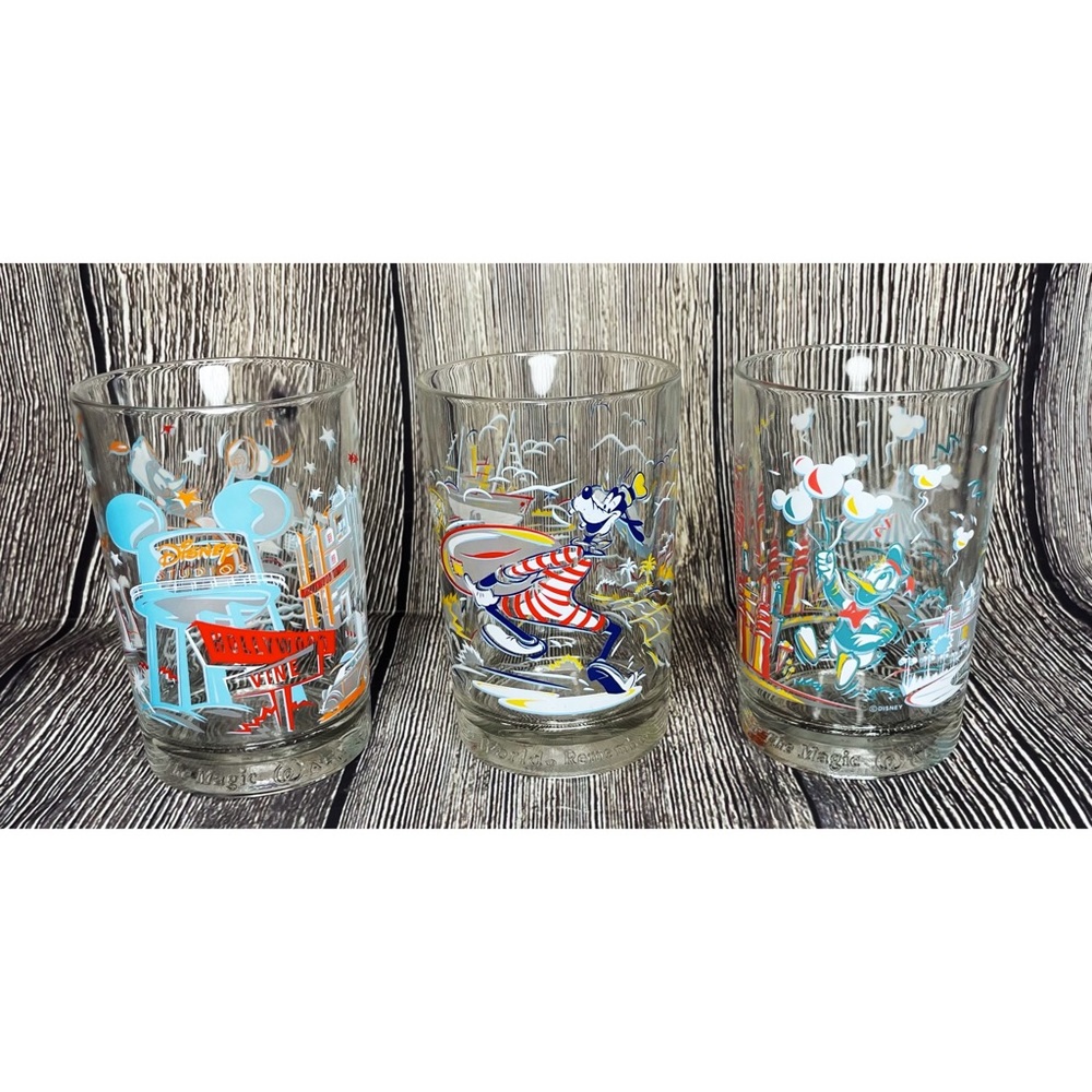 Set 3 Walt Disney World McDonald's 25th Anniversary "Remember the Magic" Glasses